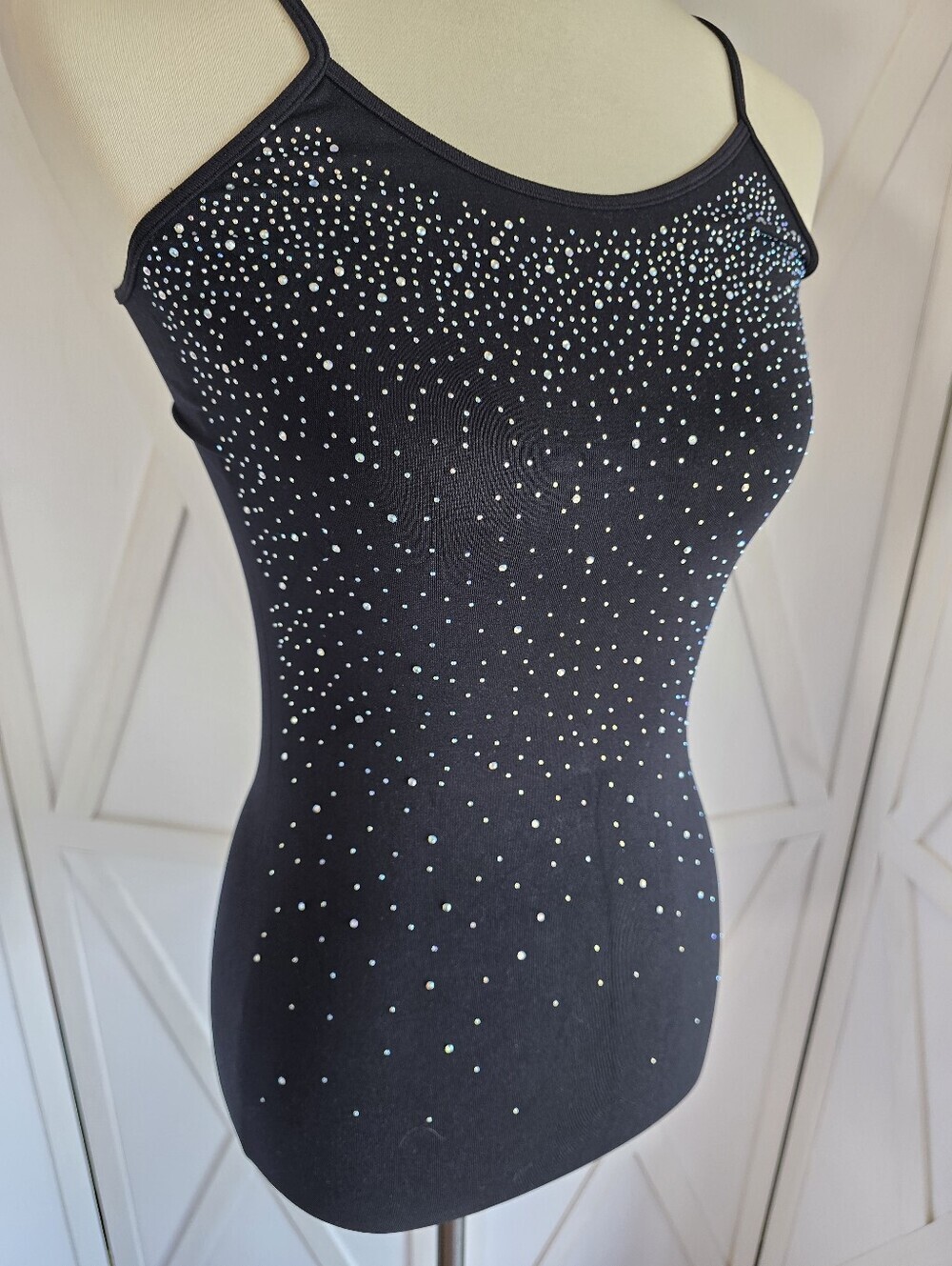 Black Rhinestone Spaghetti Strap Tank - Picture 3 of 6